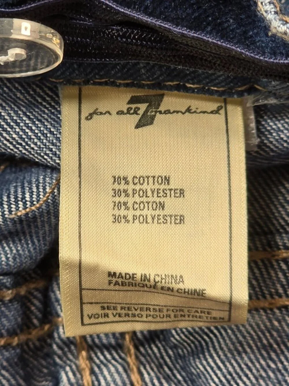 7 For All Mankind Toddler Girls Blue Denim Jeans Size 2T Made In China